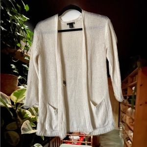 H&M Basic Neutral Beige Cream Knitted 3/4 Sleeve Cardigan